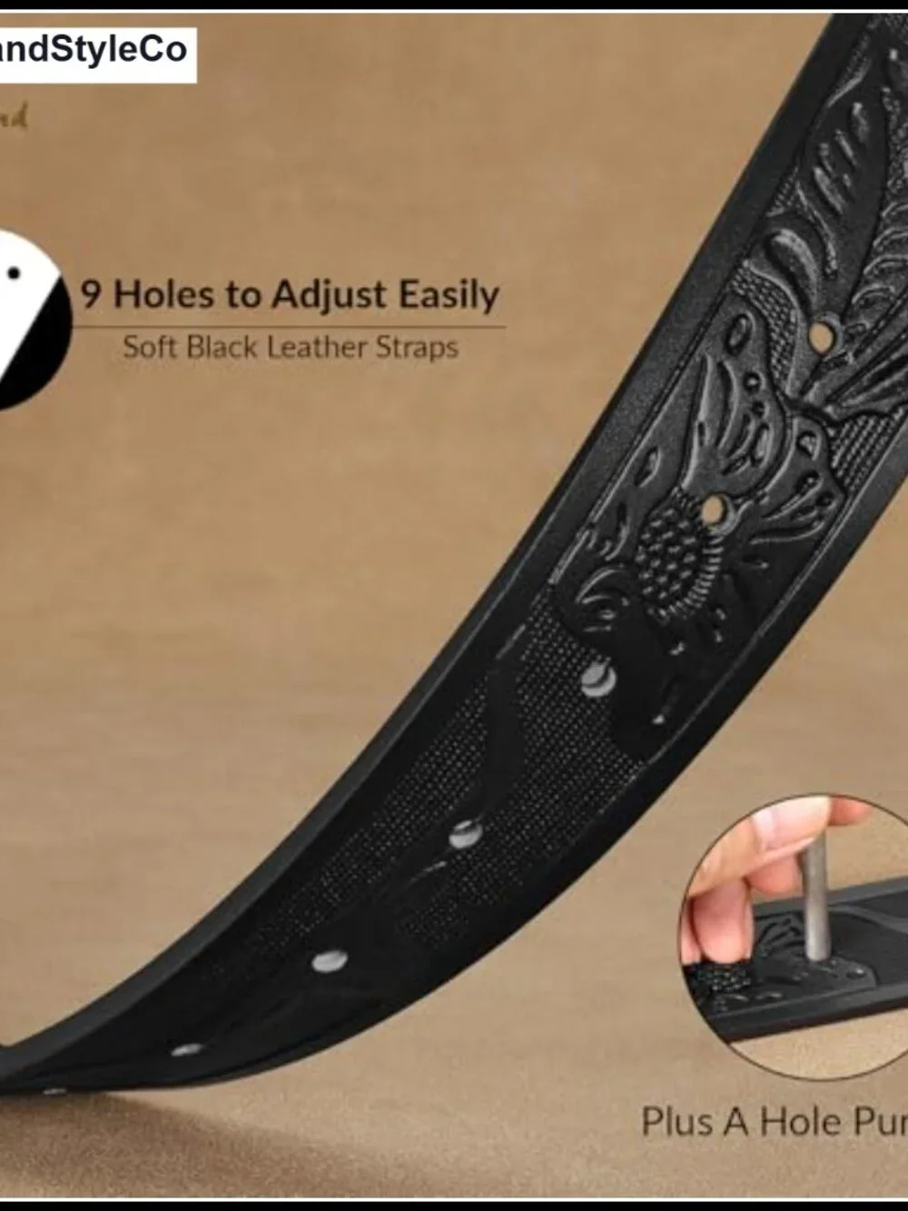 Western Cowboy Belt with Detachable Initial Gold Buckle Faux Leather for Men